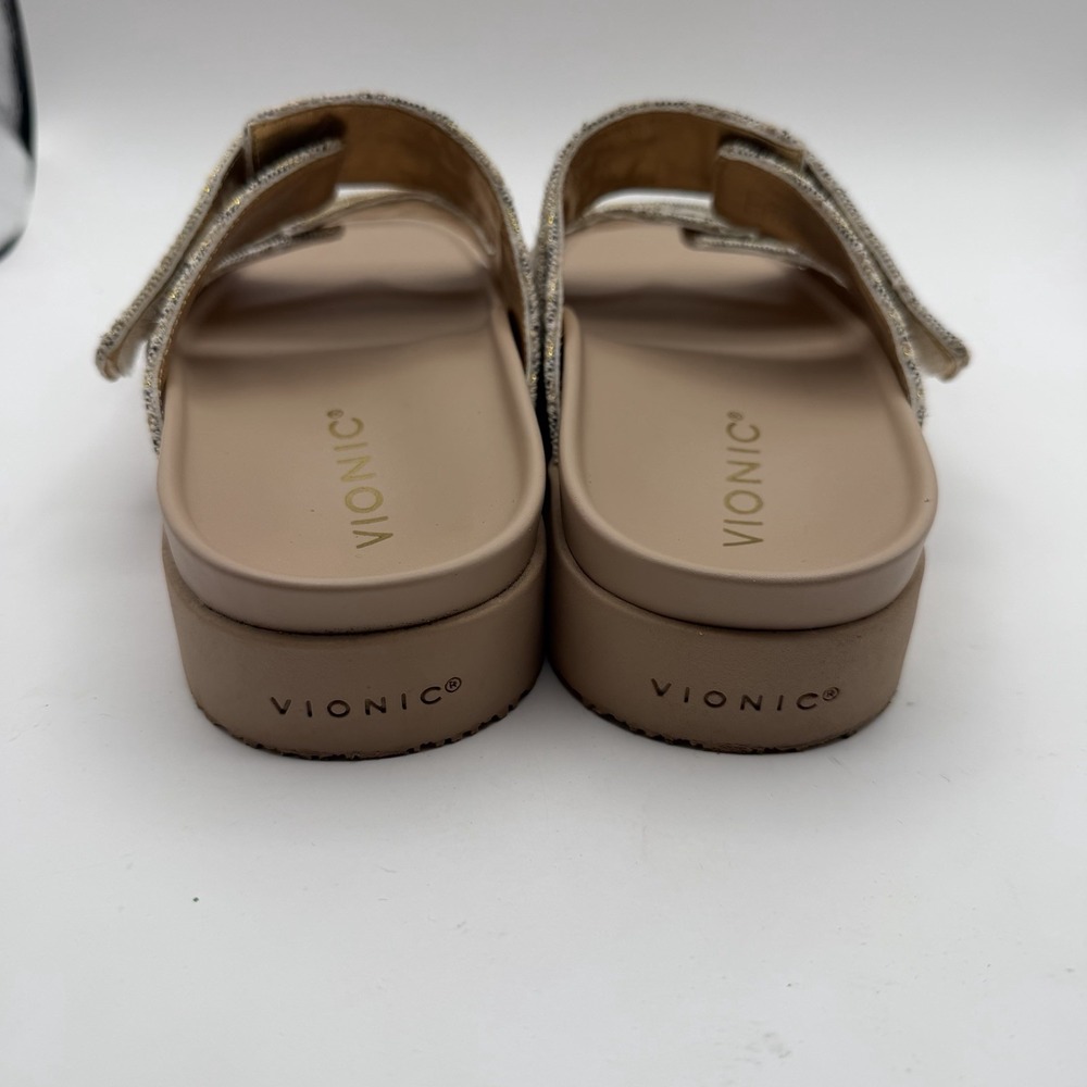 VIONIC Riviera Platform Womens Slides Sz 7.5 Wide Metallic Tweed Comfort Sandals - Picture 5 of 8